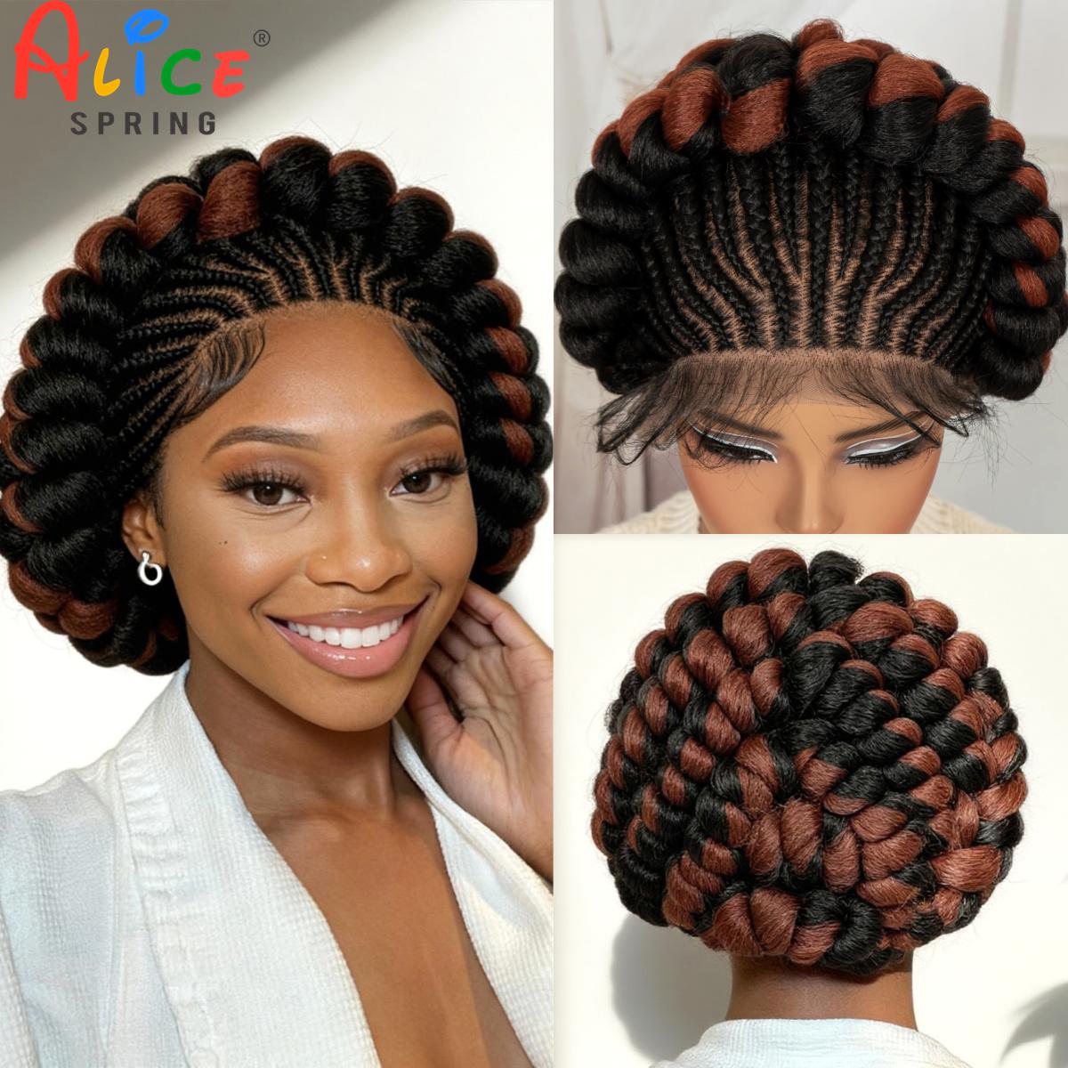 Synthetic Braided Wigs For Black Women - Peruki z warkoczami cornrow, syntetyczne peruki